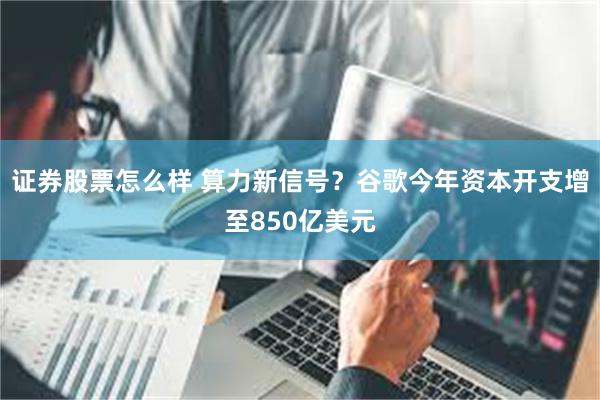 证券股票怎么样 算力新信号？谷歌今年资本开支增至850亿美元