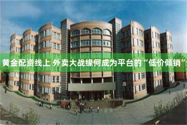 黄金配资线上 外卖大战缘何成为平台的“低价倾销”