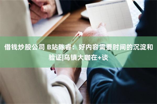借钱炒股公司 B站陈睿：好内容需要时间的沉淀和验证|乌镇大咖在+谈