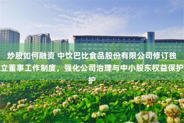 炒股如何融资 中饮巴比食品股份有限公司修订独立董事工作制度，强化公司治理与中小股东权益保护
