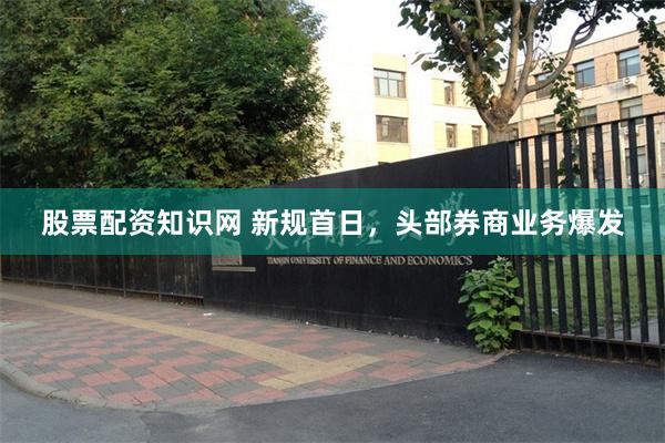 股票配资知识网 新规首日，头部券商业务爆发