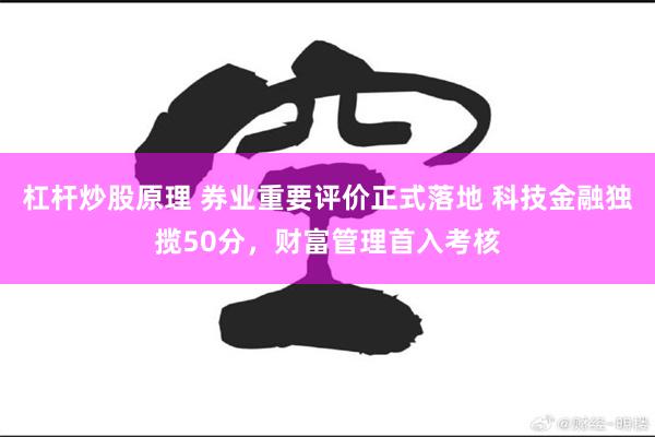 杠杆炒股原理 券业重要评价正式落地 科技金融独揽50分，财富管理首入考核