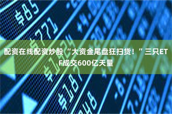 配资在线配资炒股 “大资金尾盘狂扫货！”三只ETF成交600亿天量