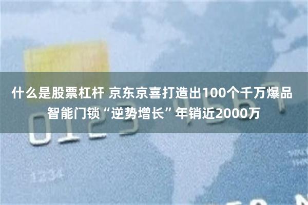 什么是股票杠杆 京东京喜打造出100个千万爆品 智能门锁“逆势增长”年销近2000万