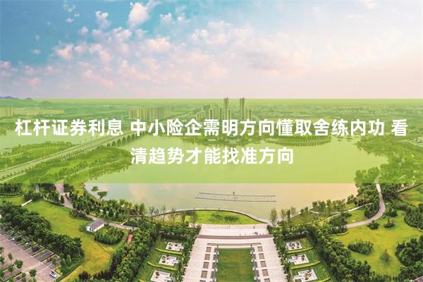 杠杆证券利息 中小险企需明方向懂取舍练内功 看清趋势才能找准方向