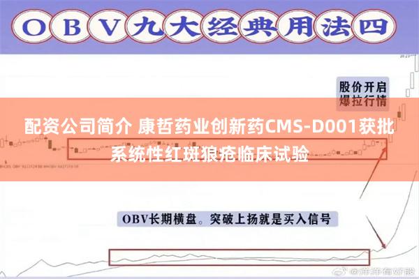 配资公司简介 康哲药业创新药CMS-D001获批系统性红斑狼疮临床试验