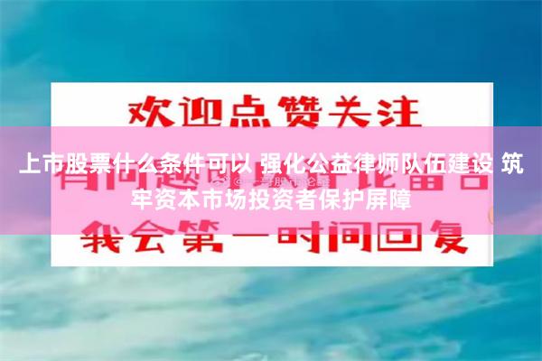 上市股票什么条件可以 强化公益律师队伍建设 筑牢资本市场投资者保护屏障