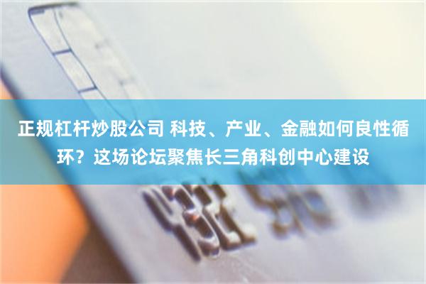 正规杠杆炒股公司 科技、产业、金融如何良性循环？这场论坛聚焦长三角科创中心建设