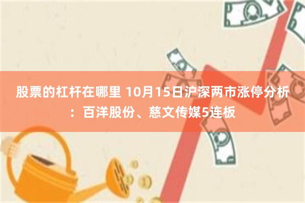 股票的杠杆在哪里 10月15日沪深两市涨停分析：百洋股份、慈文传媒5连板